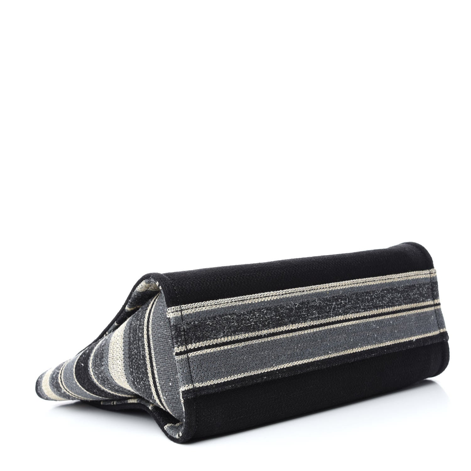 Chanel Striped Canvas Small Deauville Tote Grey Black 4 of 10