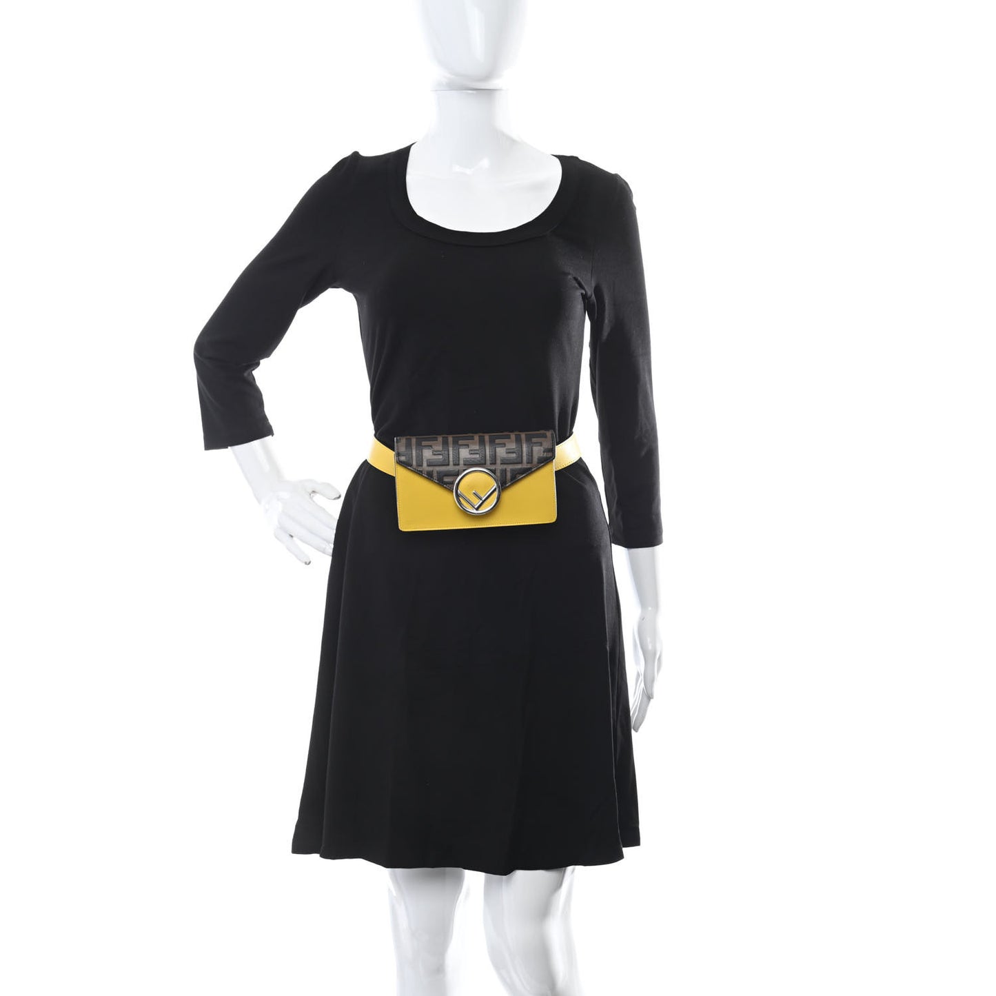 Vitello Cruise F is Fendi Bi-Color FF 1974 Embossed Envelope Belt Bag Maya Black Sunflower