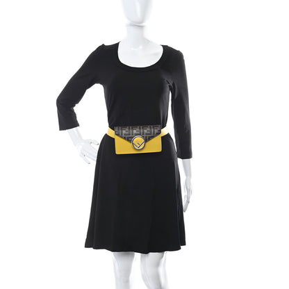 Fendi Vitello Cruise F is Fendi Bi-Color FF 1974 Embossed Envelope Belt Bag Maya Black Sunflower 2 of 12