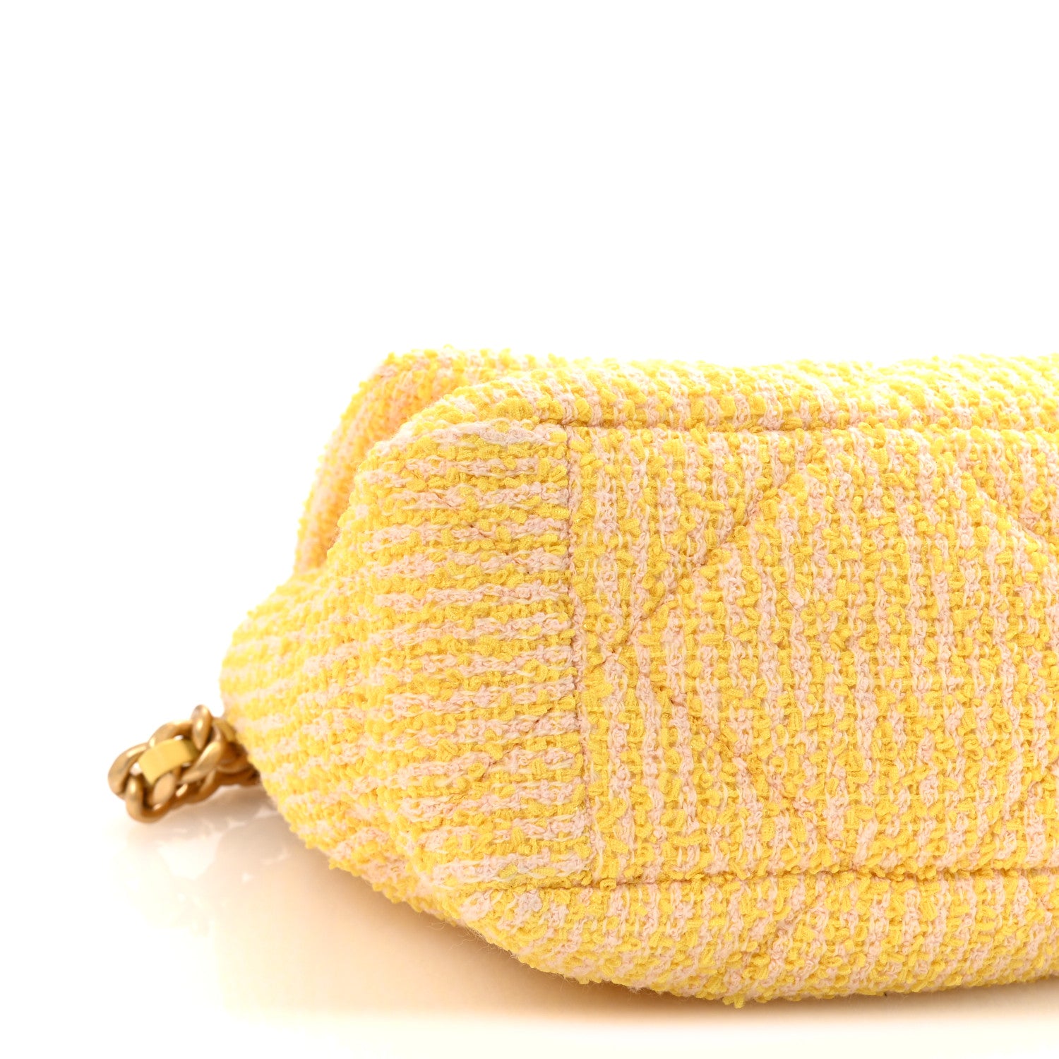 Chanel Tweed Quilted Large Chanel 19 Flap Yellow 9 of 10