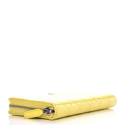 Chanel Patent Calfskin Quilted Large Gusset Zip Around Wallet Yellow 4 of 9