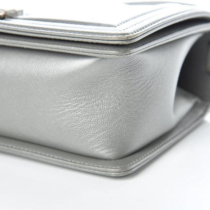 Chanel Metallic Caviar Quilted Medium Boy Flap Silver 6 of 10
