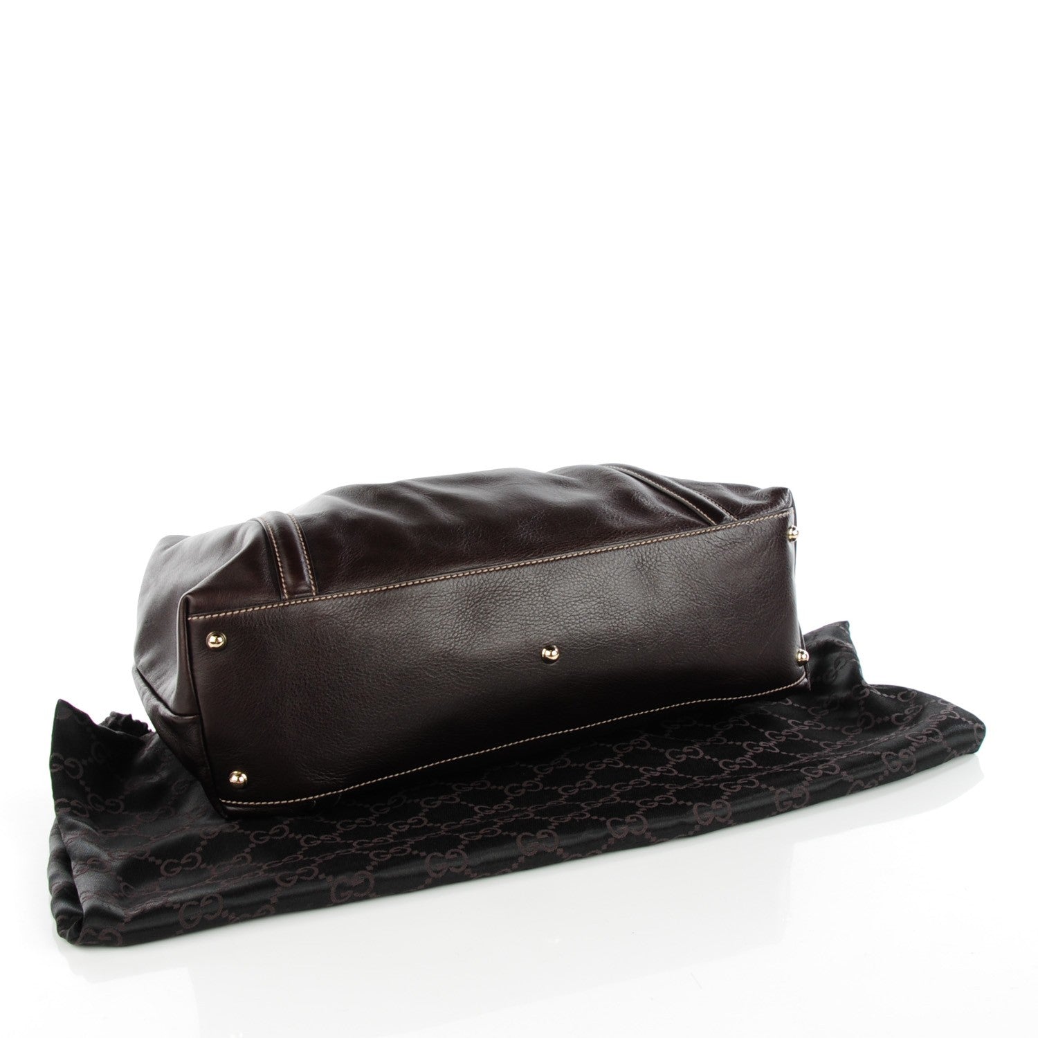 Gucci Calfskin Medium Britt Tote Dark Brown 4 of 7