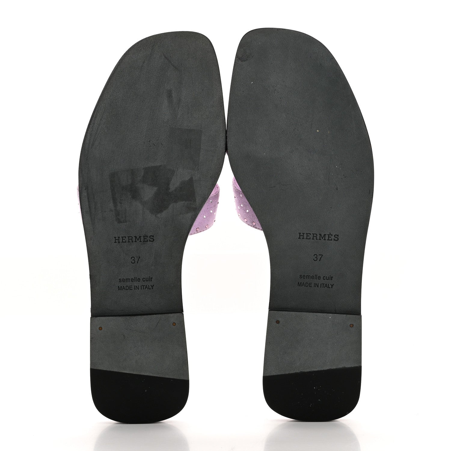 Hermes Suede Goatskin Crystal Oran Sandals 37 Violet Amethyste 5 of 9