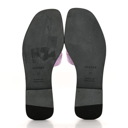 Hermes Suede Goatskin Crystal Oran Sandals 37 Violet Amethyste 5 of 9