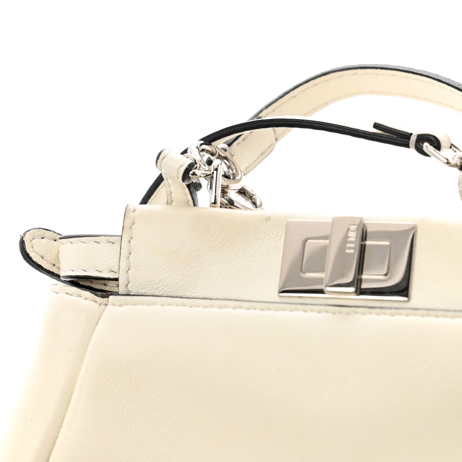 Fendi Shiny Nappa Micro Peekaboo Iconic Satchel White 13 of 13
