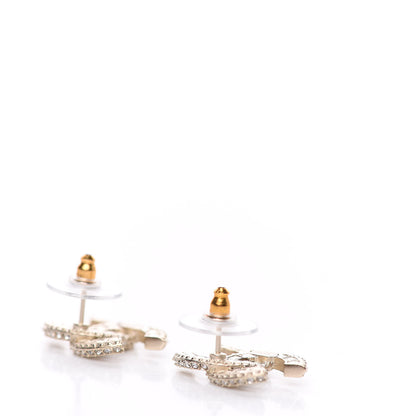 Chanel Crystal Timeless CC Earrings Light Gold 3 of 5