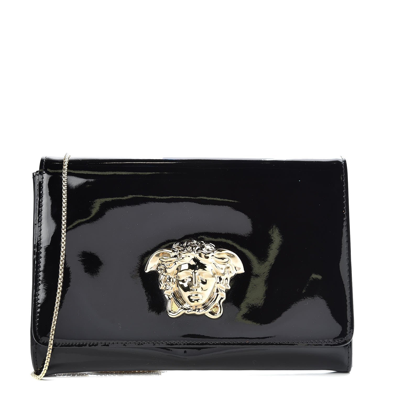 Versace Patent Palazzo Medusa Chain Evening Bag Black 1 of 10