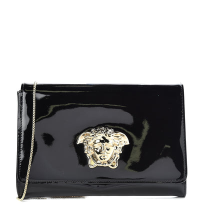 Versace Patent Palazzo Medusa Chain Evening Bag Black 1 of 10