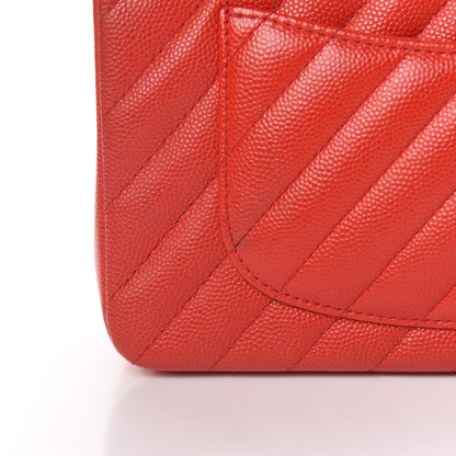 Chanel Caviar Chevron Quilted Mini Rectangular Flap Red 11 of 11