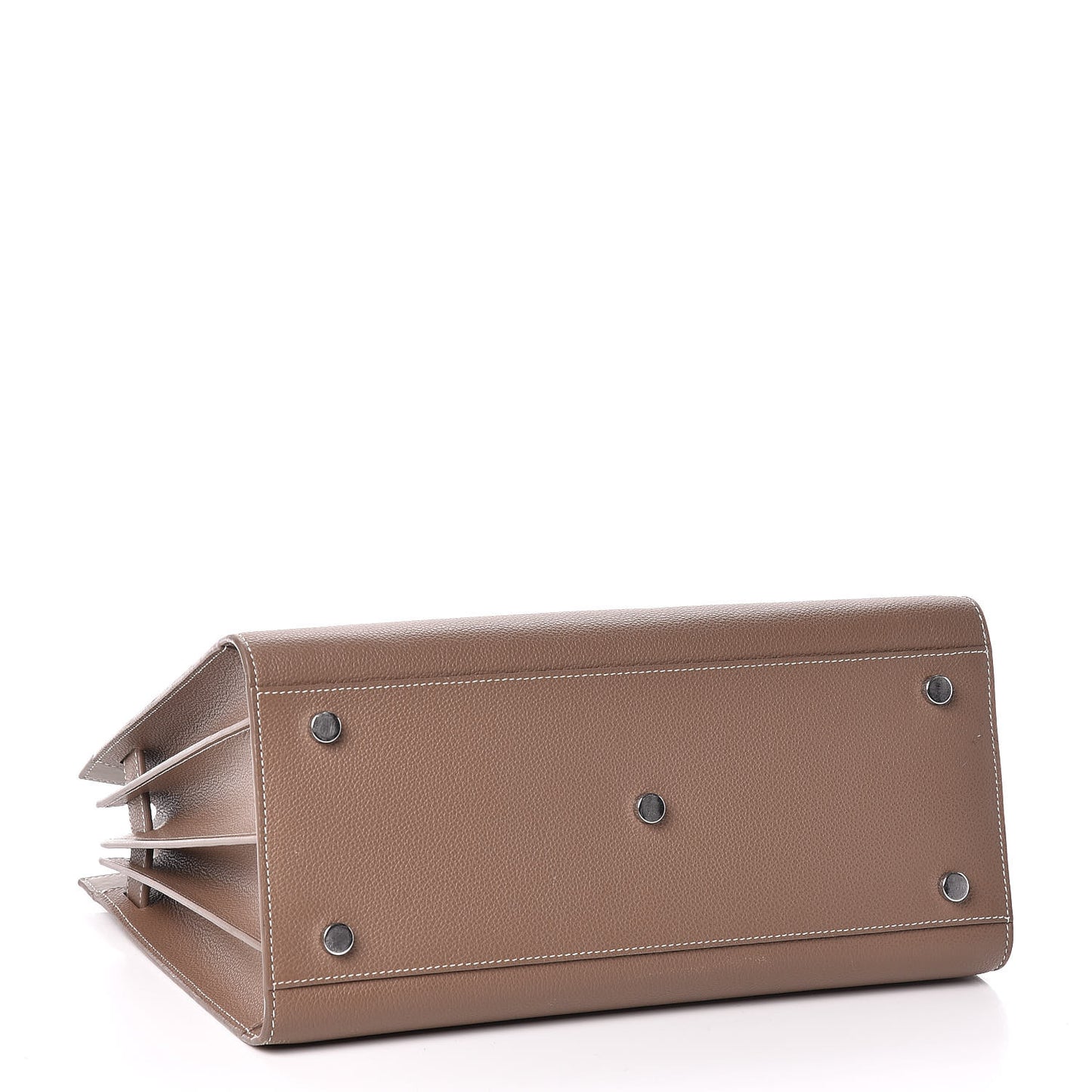 Grained Calfskin Topstitch Small Classic Sac De Jour Taupe