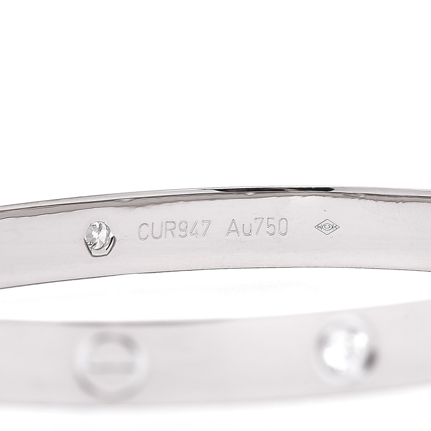 Cartier 18K White Gold 4 Diamond LOVE Bracelet 18 6 of 6