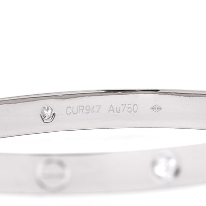 Cartier 18K White Gold 4 Diamond LOVE Bracelet 18 6 of 6