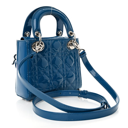 Christian Dior Patent Cannage Mini Lady Dior Blue 3 of 9