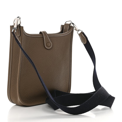 Hermes Taurillon Clemence Amazone Evelyne TPM Etoupe Bleu Indigo 3 of 9