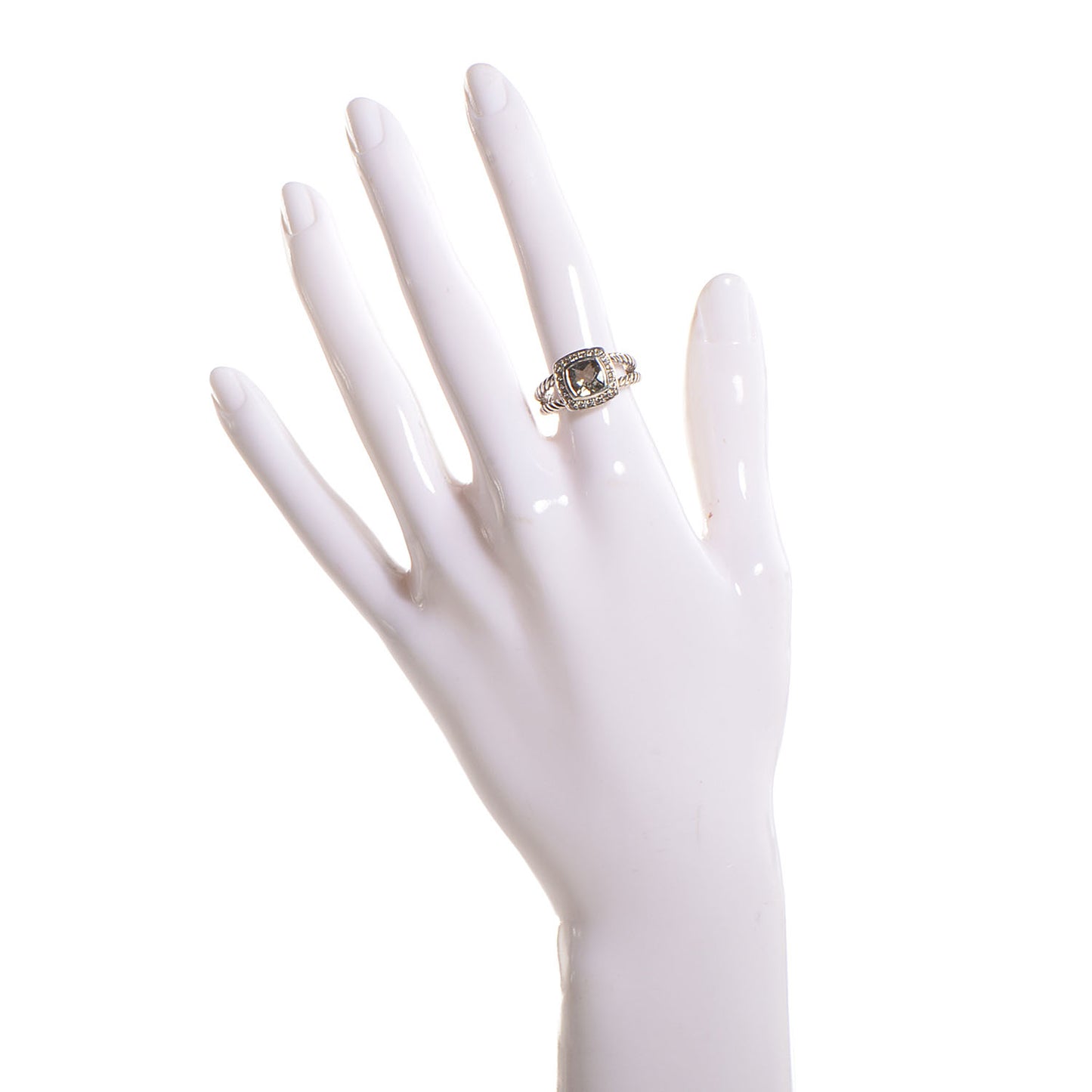 Sterling Silver Diamond Prasiolite 7mm Petite Albion Ring 53 6.5
