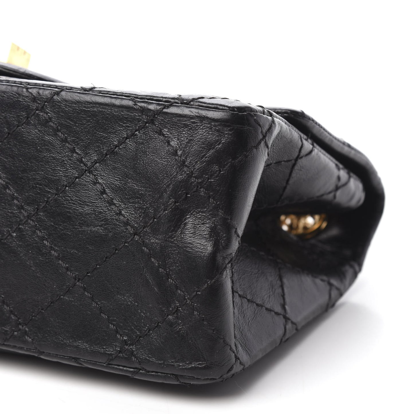 Aged Calfskin Quilted 2.55 Reissue Mini Flap Black