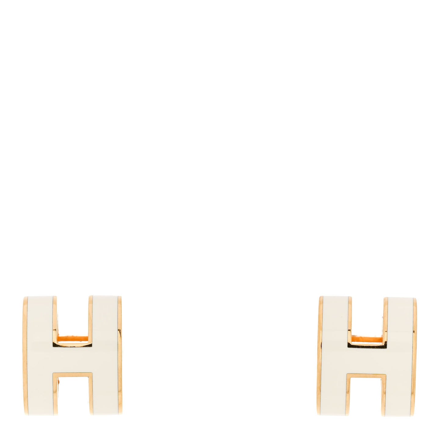 Gold Lacquered Mini Pop H Earrings White