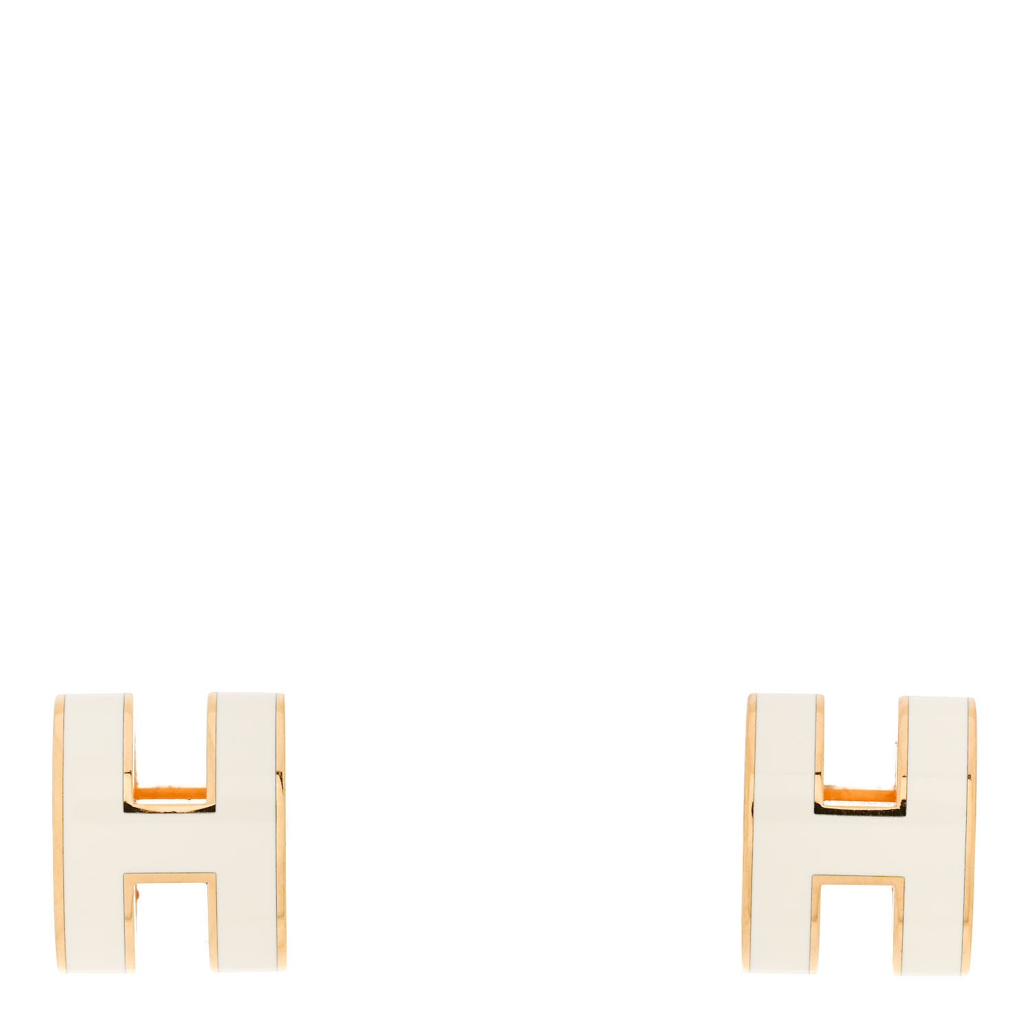 Hermes Gold Lacquered Mini Pop H Earrings White 1 of 6