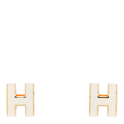 Hermes Gold Lacquered Mini Pop H Earrings White 1 of 6
