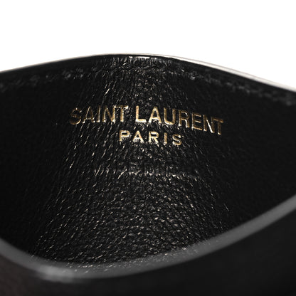 Saint Laurent Grain De Poudre Matelasse Chevron Monogram Credit Card Case Black 6 of 8
