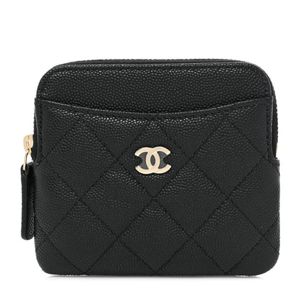 Chanel Caviar Quilted Zip Card Holder Wallet Black 1 of 8