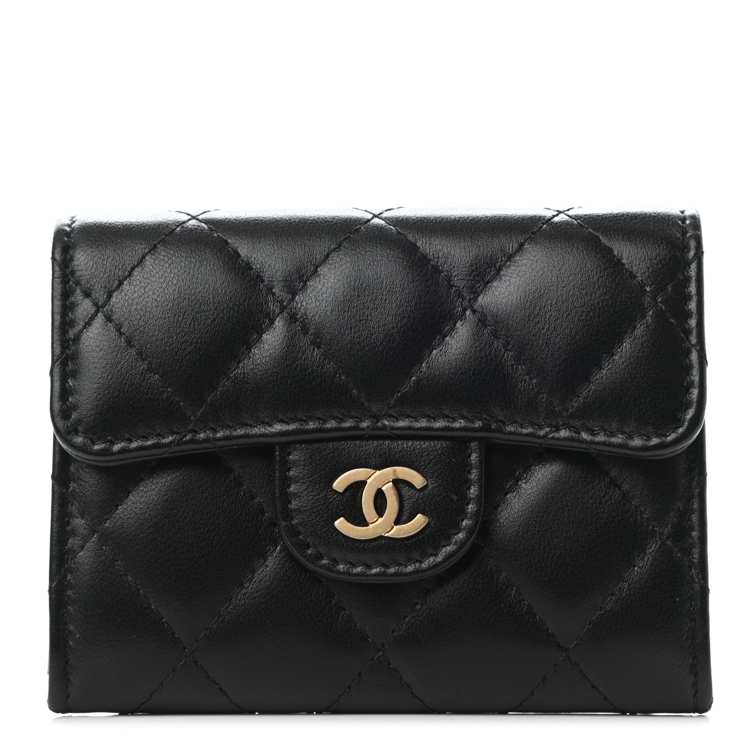 Chanel Lambskin Quilted Flap Card Holder Black 1 of 8