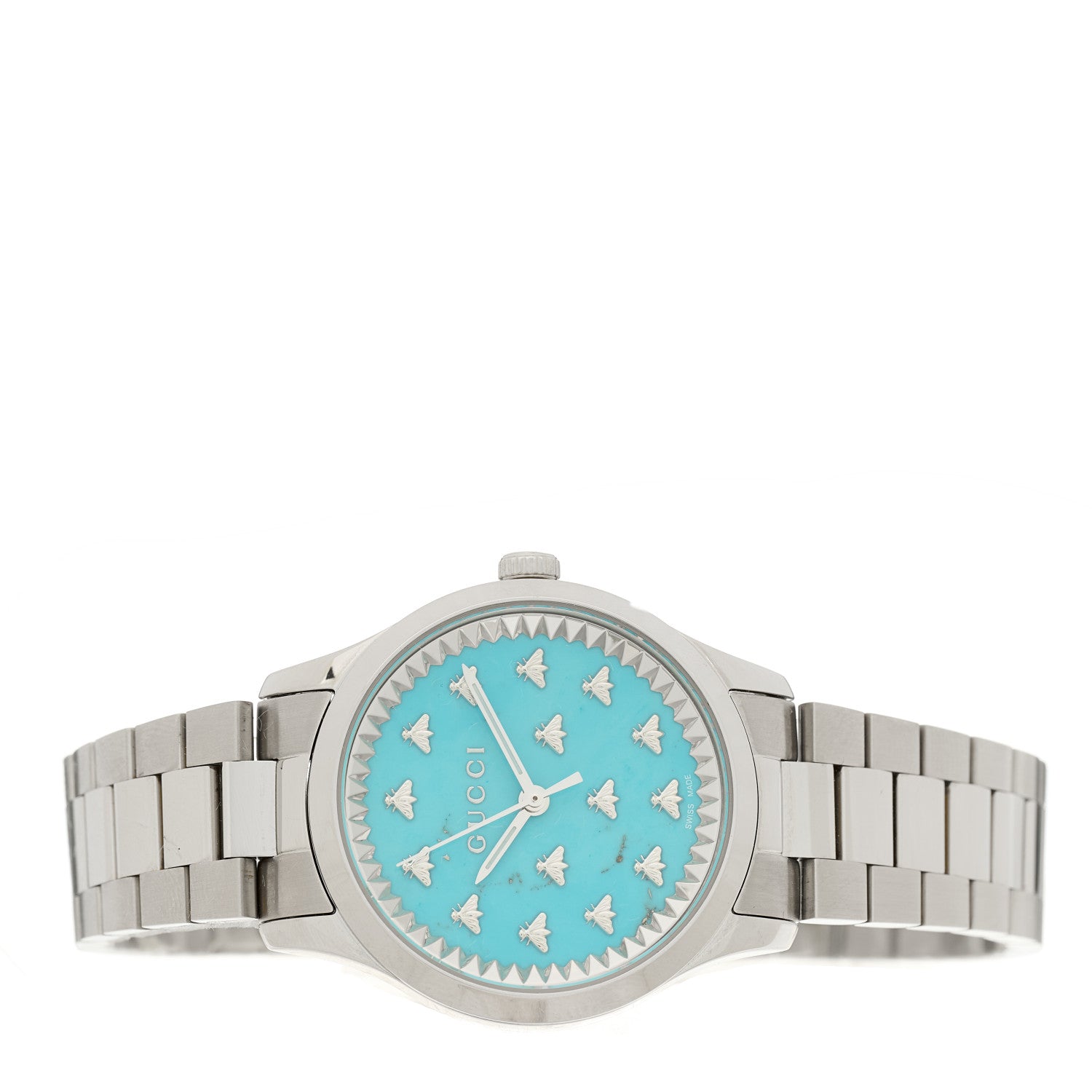 Gucci Stainless Steel 32mm G-Timeless Bee Quartz Watch Turquoise 2 of 5