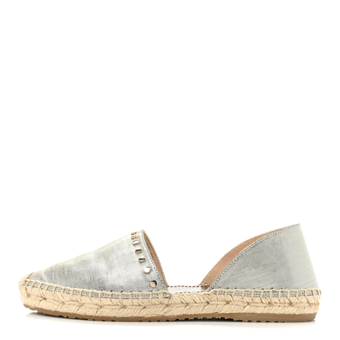 Metallic Lame Studded Dreya Espadrilles 36 Silver