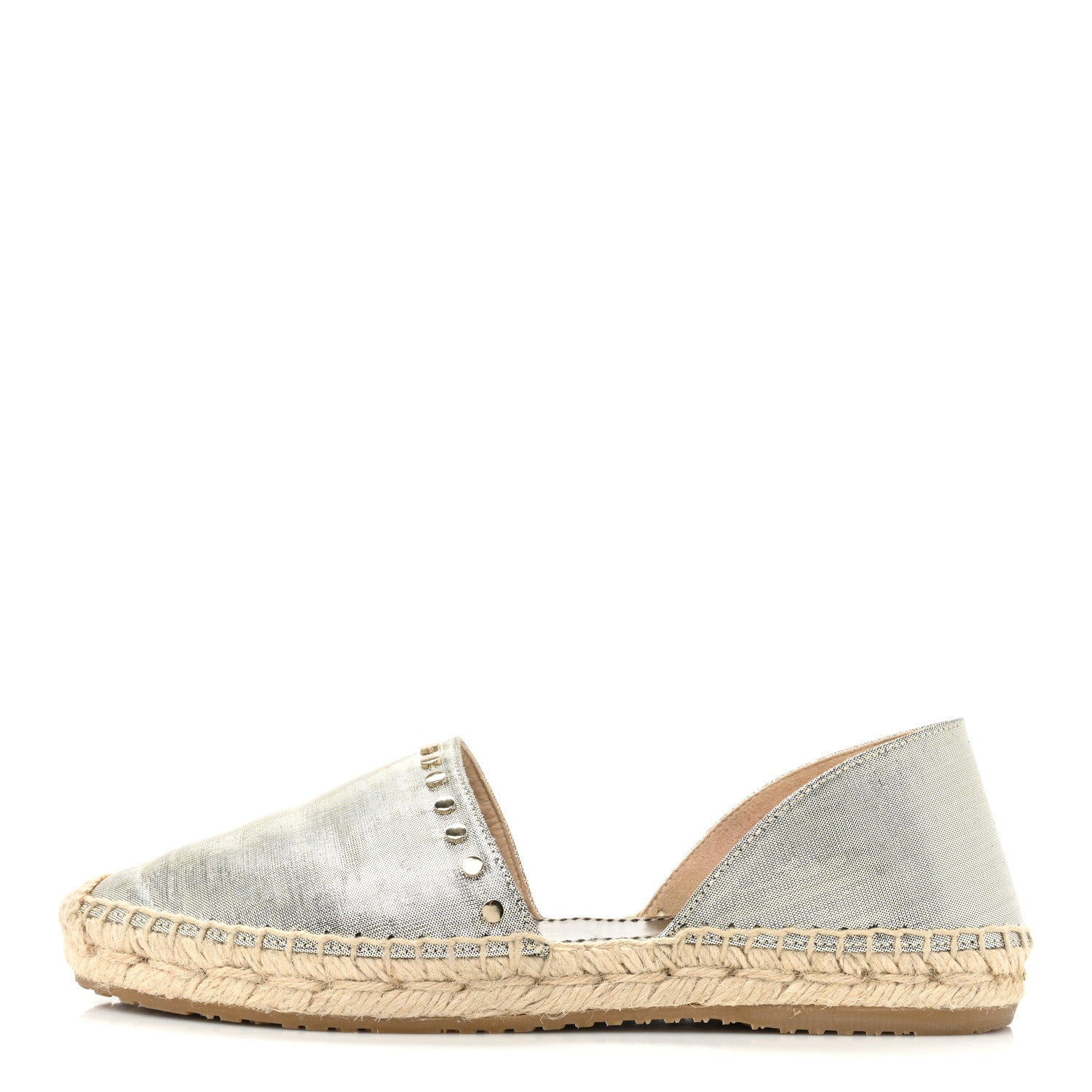 Jimmy Choo Metallic Lame Studded Dreya Espadrilles 36 Silver 1 of 10