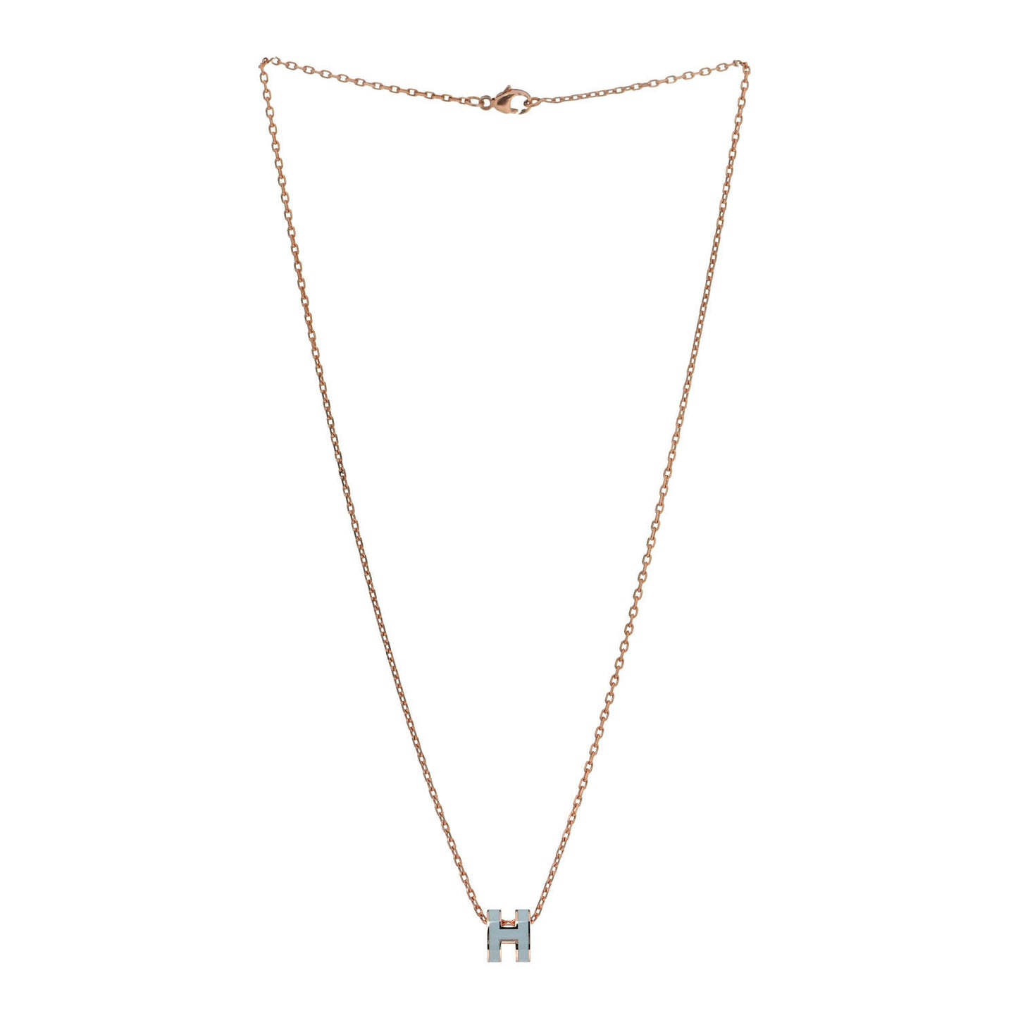 Lacquered Rose Gold Mini Pop H Pendant Necklace Bleu Zephyr