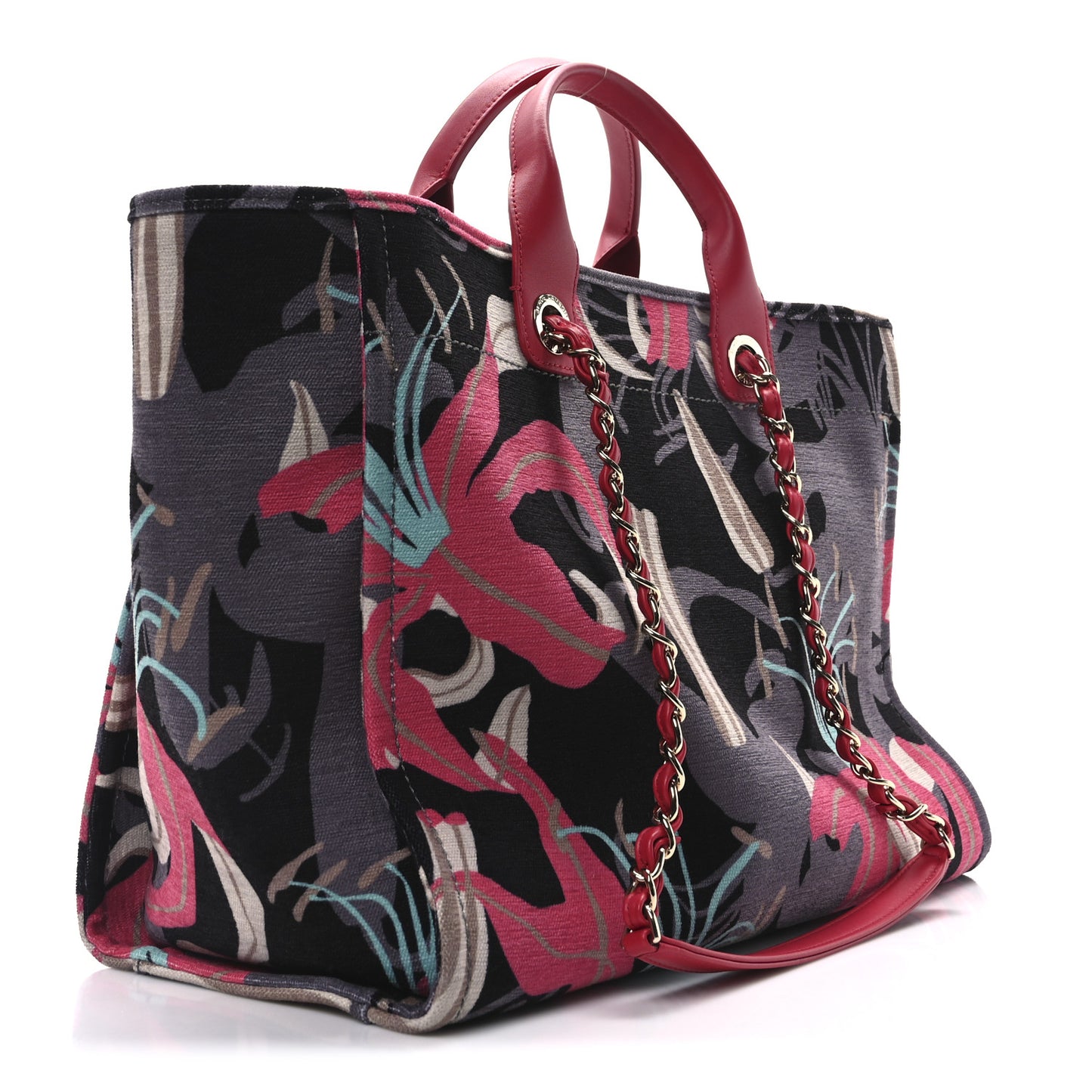 Velvet Calfskin Medium Deauville Tote Pink Multicolor