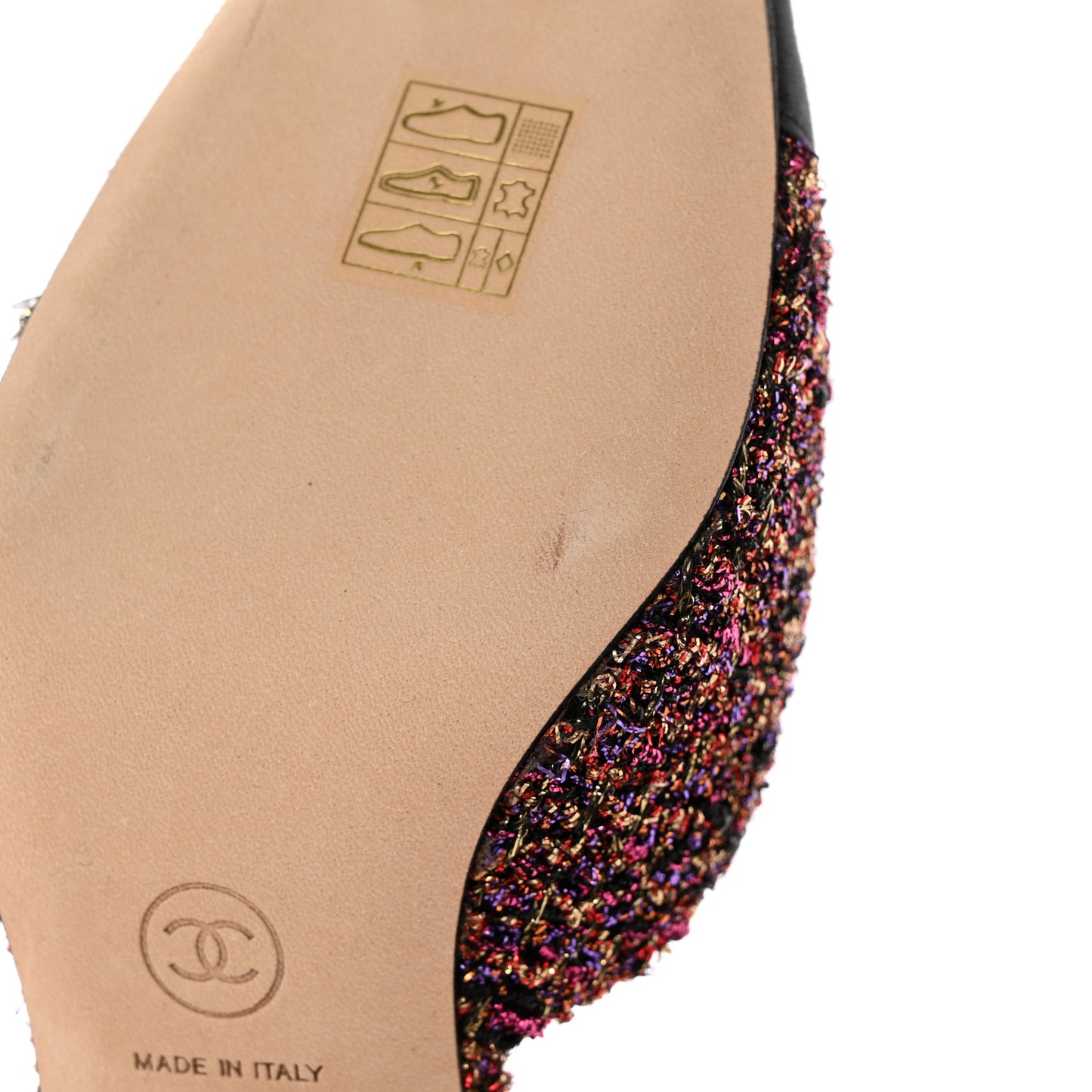 Tweed Grosgrain Cap Toe CC Slingback Pumps 38 Pink Black