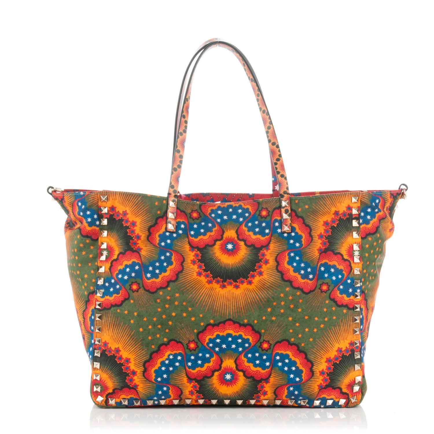 Valentino Garavani Canvas Enchanted Wonderland Medium Rockstud Reversible Tote Rosso 5 of 7