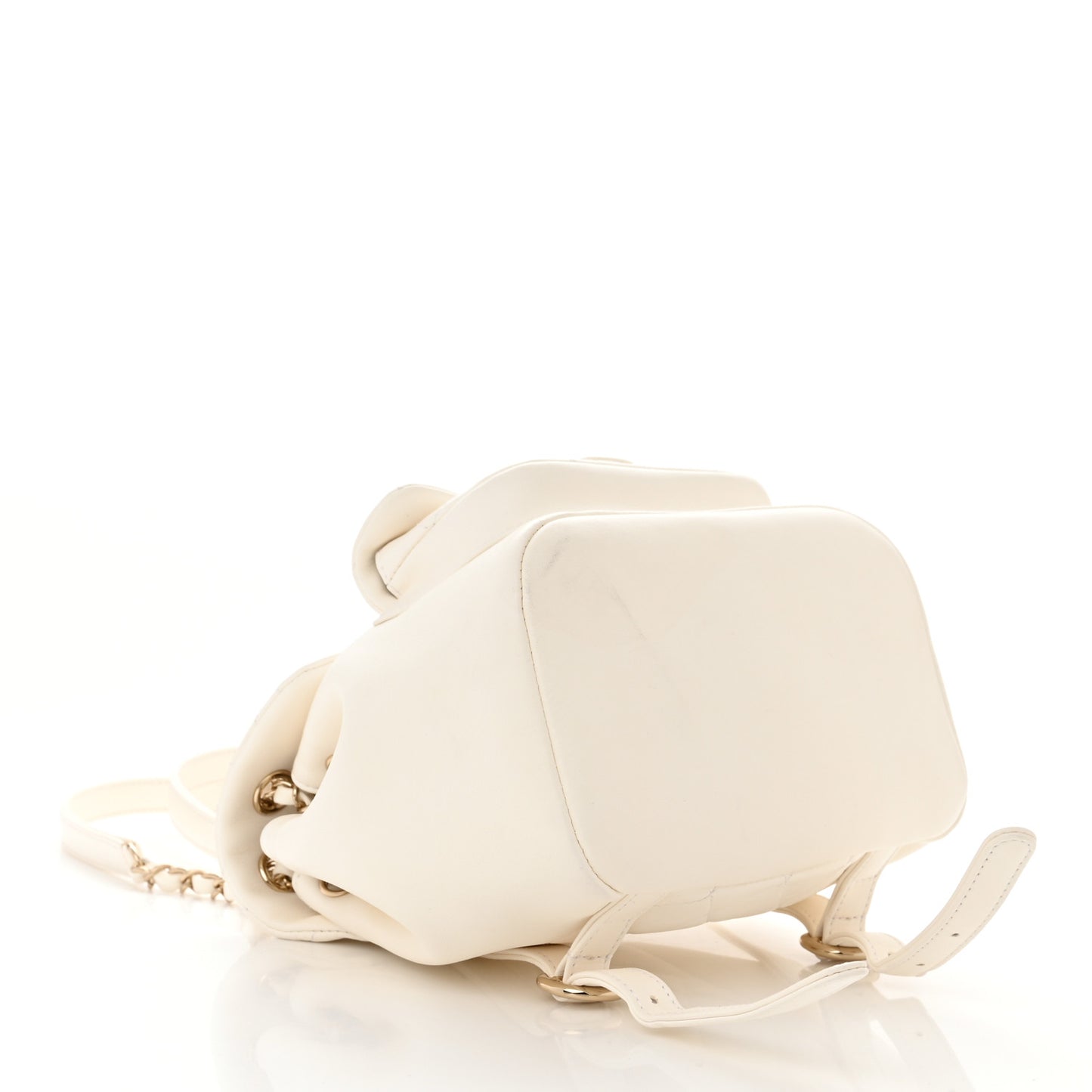 Lambskin Quilted Small Duma Drawstring Backpack White