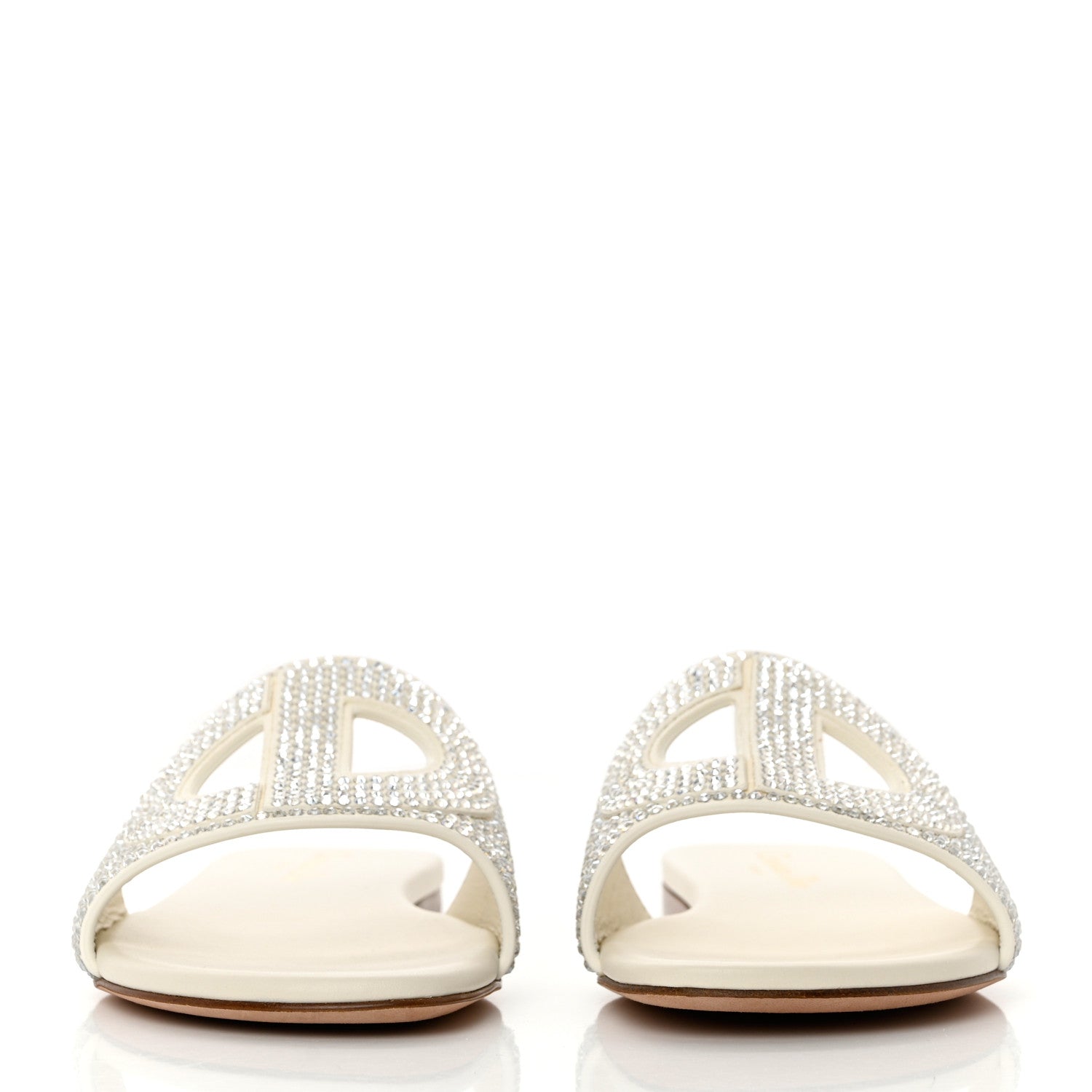 Christian Dior Crystal Calfskin D-Club Mule Sandal 37 White