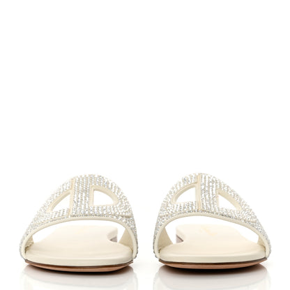 Christian Dior Crystal Calfskin D-Club Mule Sandal 37 White 2 of 9