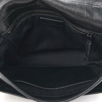 Saint Laurent Crocodile Embossed Lambskin Monogram Medium Niki Chain Satchel Black 5 of 11