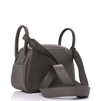 Hermes Taurillon Clemence Mini Lindy 20 Etain 3 of 16