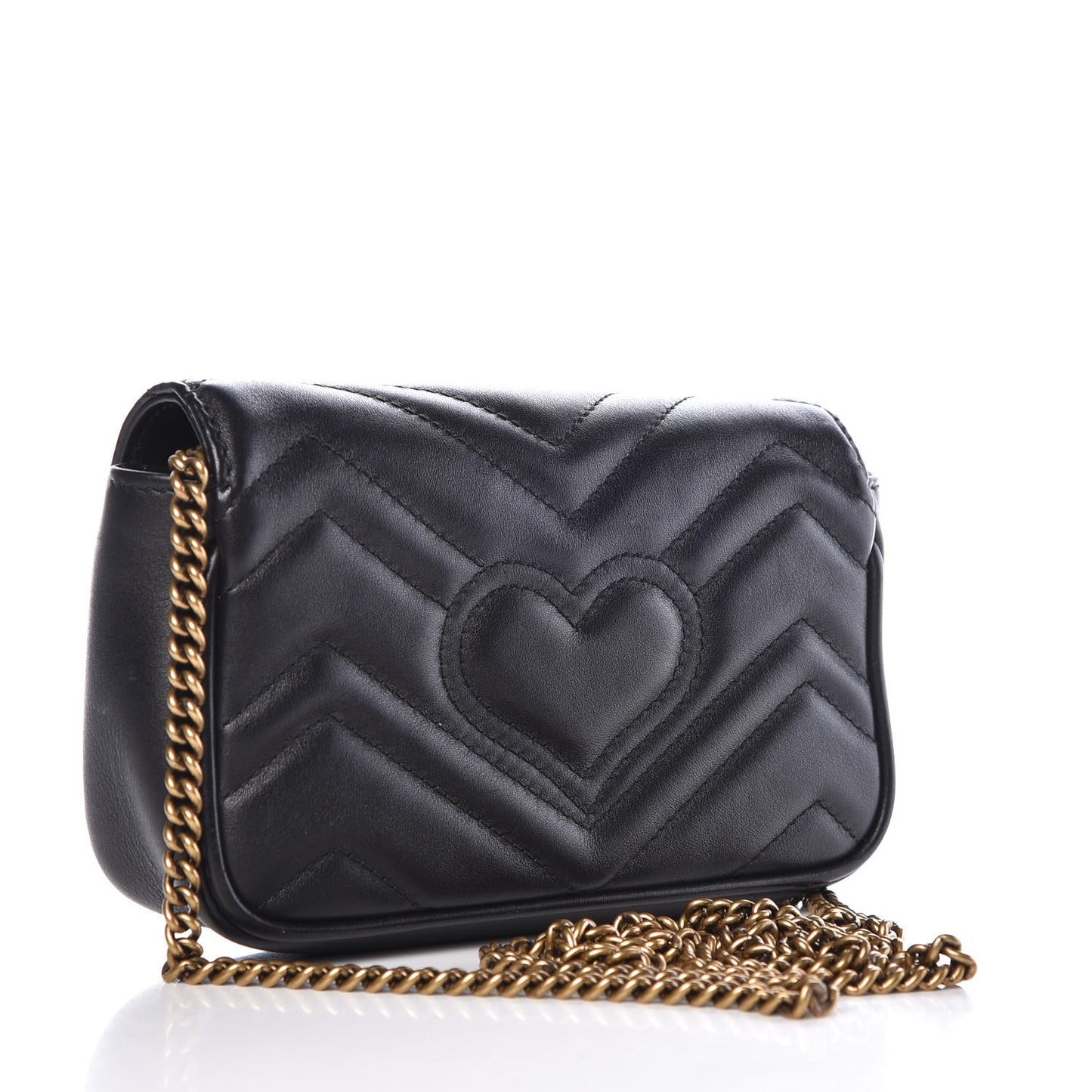 Calfskin Matelasse Super Mini GG Marmont Shoulder Bag Black