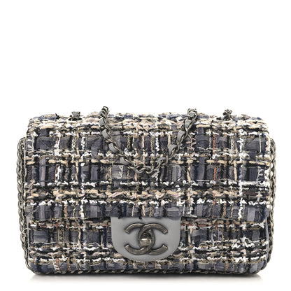 Chanel Tweed Quilted Mini Side Pearl Flap Bag Grey 1 of 10