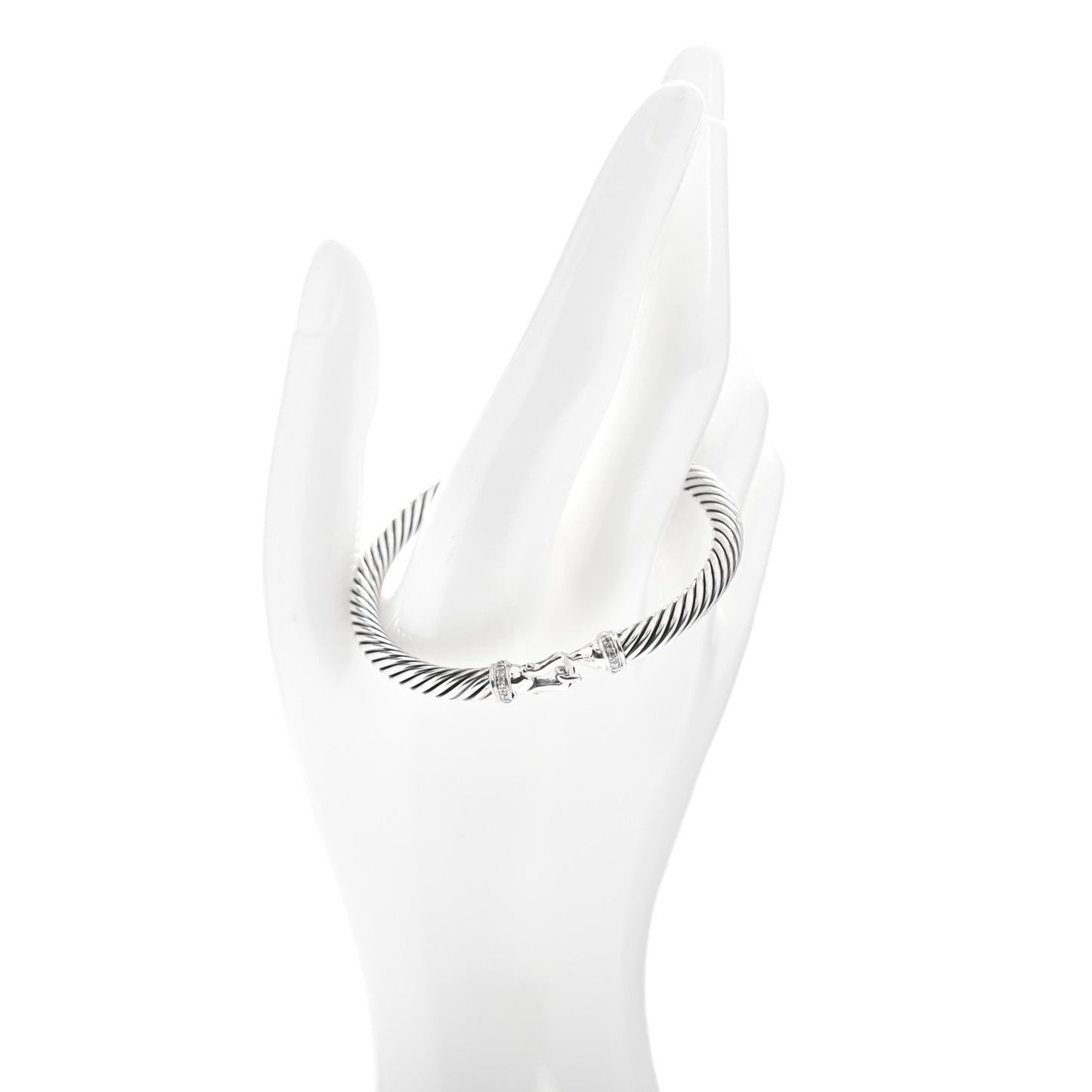 Sterling Silver Diamond 5mm Cable Buckle Bracelet