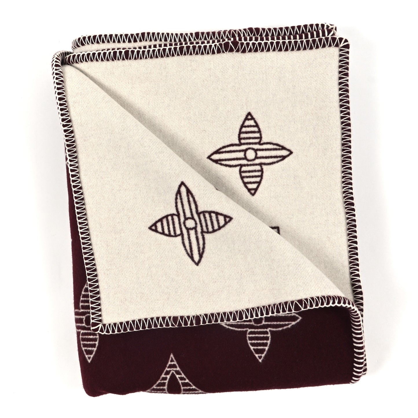 Wool Monogram Shadow Blanket Bordeaux