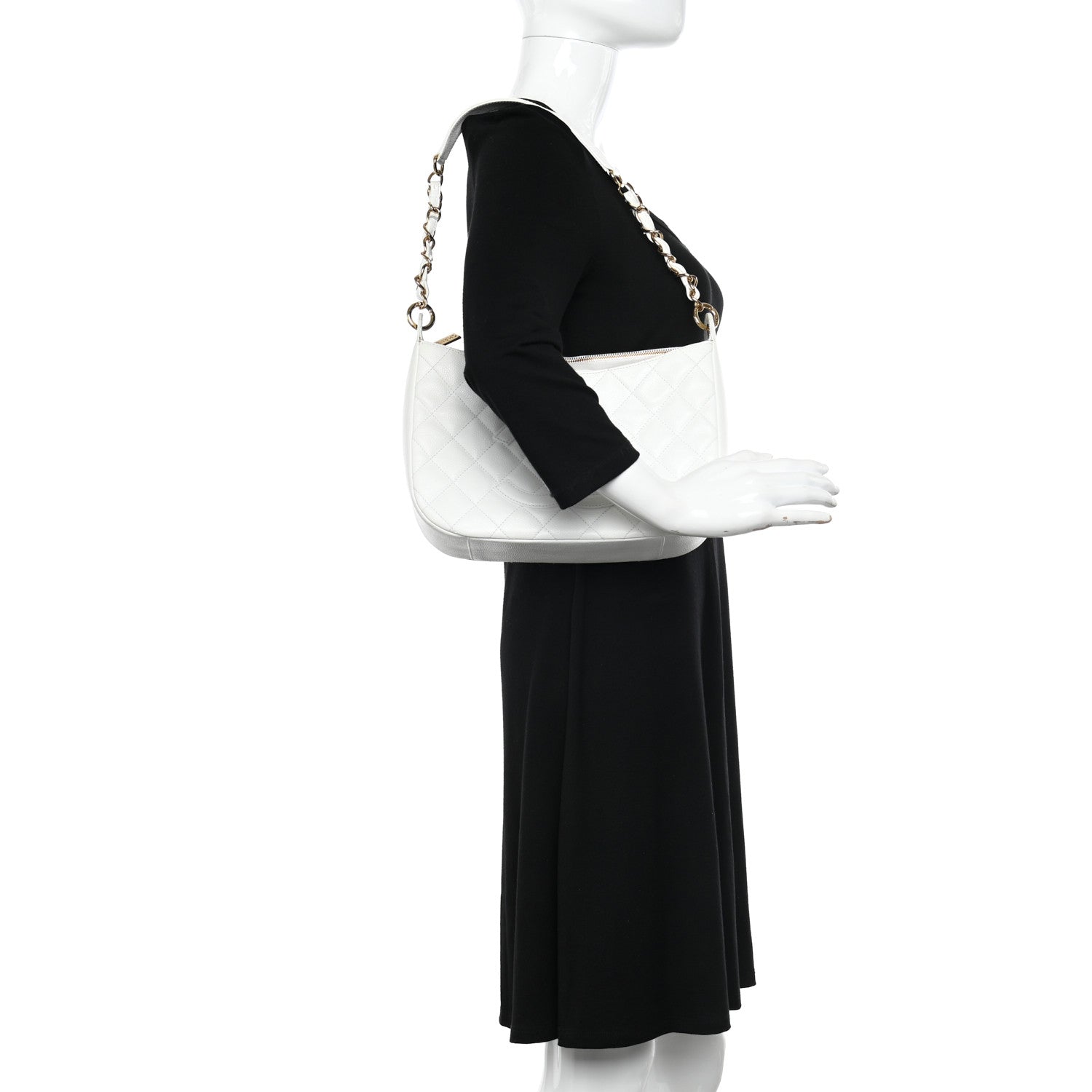 Chanel Caviar Quilted Hobo White 2 of 20