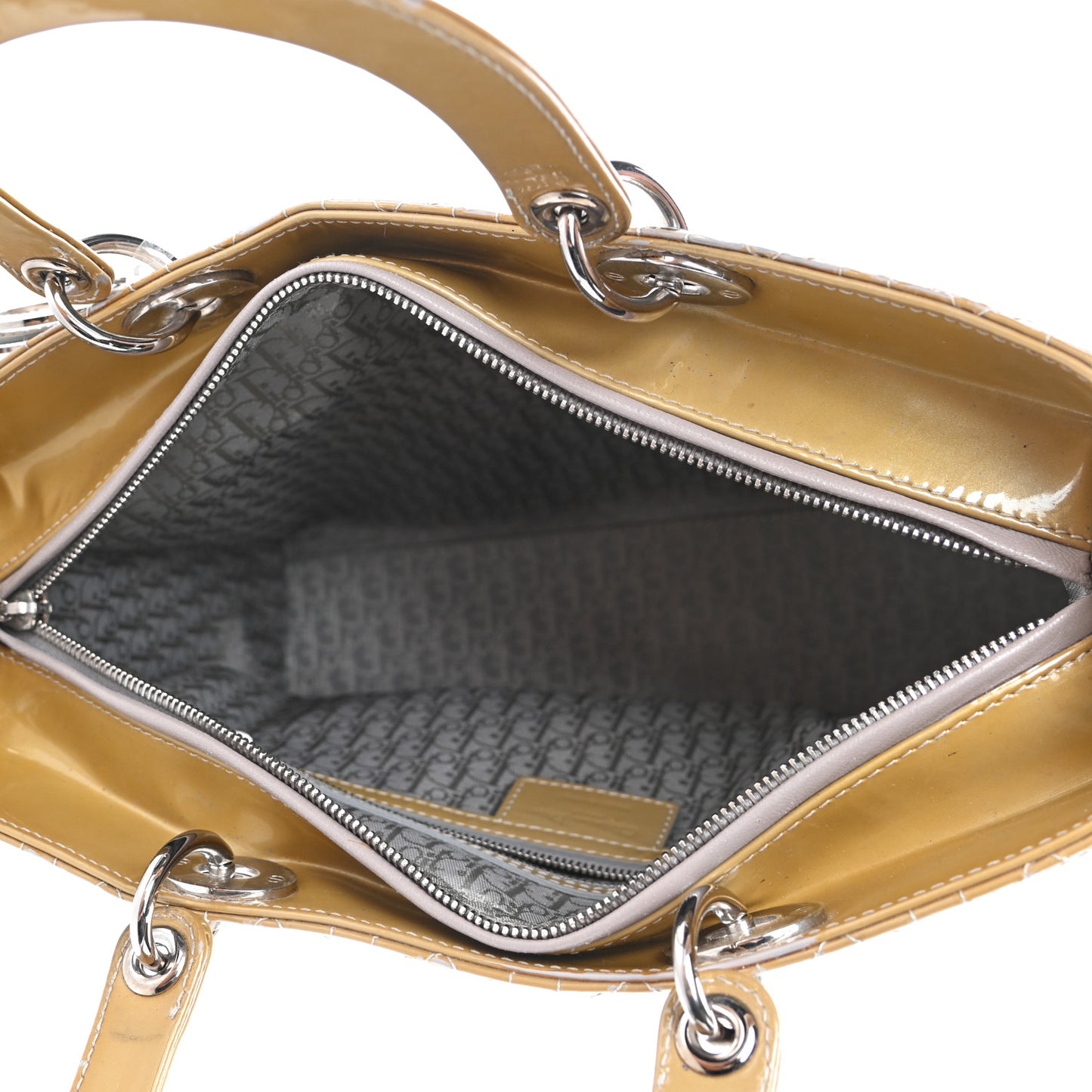 Patent Cannage Large Lady Dior Beige