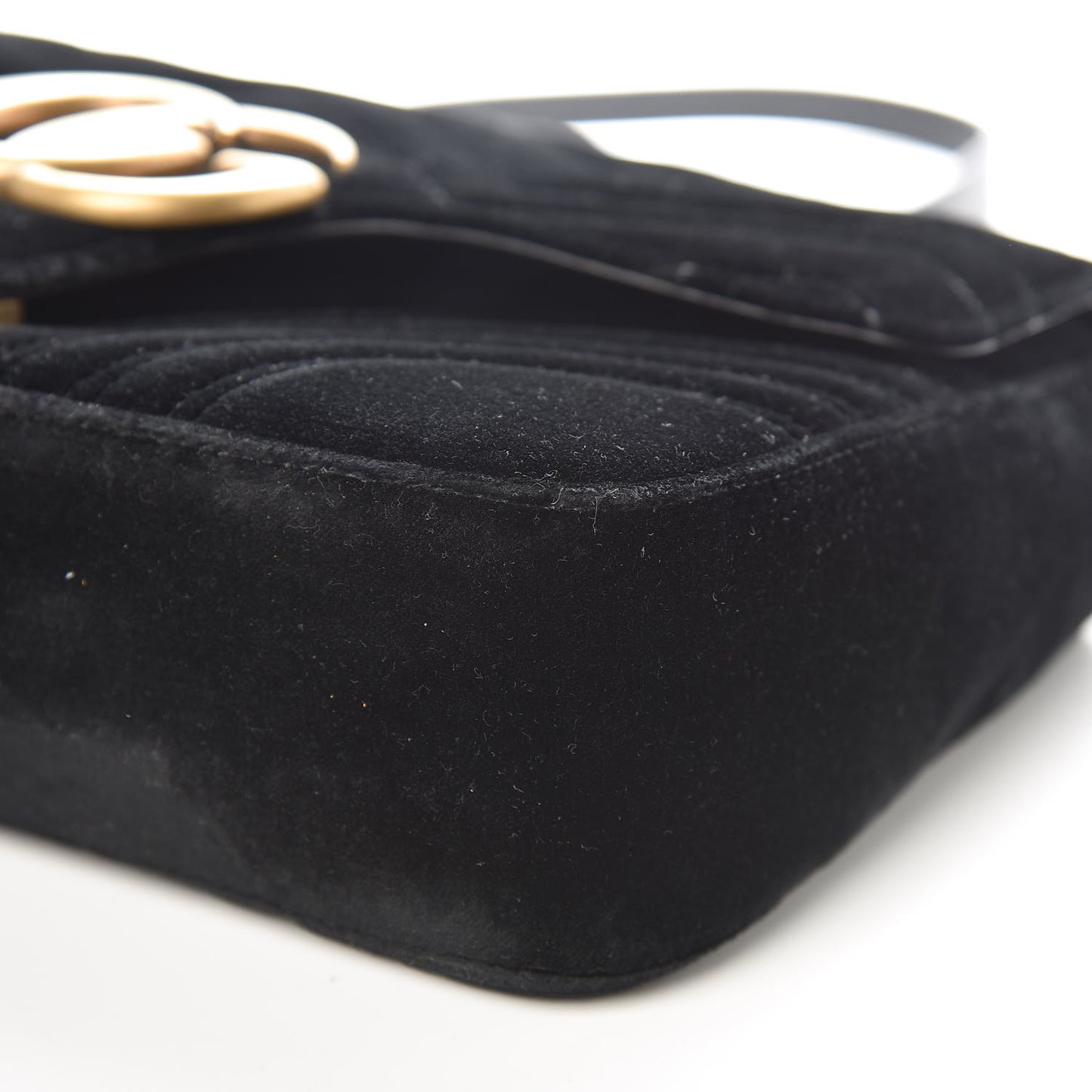 Velvet Matelasse Medium GG Marmont Shoulder Bag Black