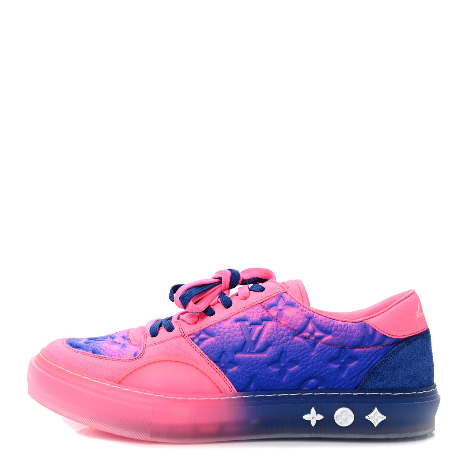 Louis Vuitton Grained Calfskin Embossed Monogram Tie Dye Mens LV Ollie Richelieu Sneakers 8 Pink 1 of 9