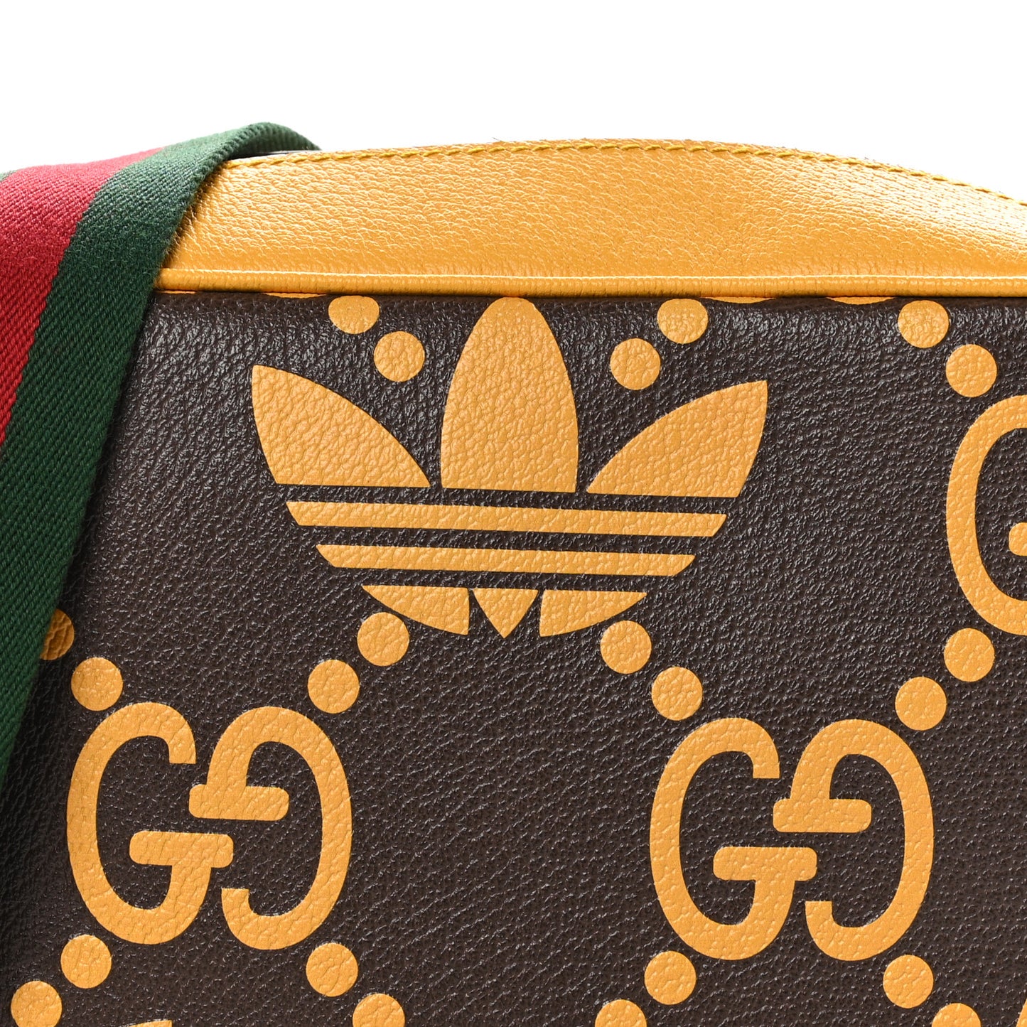 X ADIDAS Textured Dollar Calfskin Jumbo GG Textured Web Trefoil Logo Small Messenger Bag Crop Black