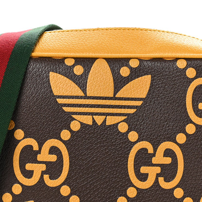 Gucci X ADIDAS Textured Dollar Calfskin Jumbo GG Textured Web Trefoil Logo Small Messenger Bag Crop Black 8 of 10