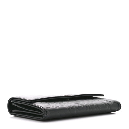 Chanel Lambskin Camellia Embossed Large Flap Wallet Black 4 of 13